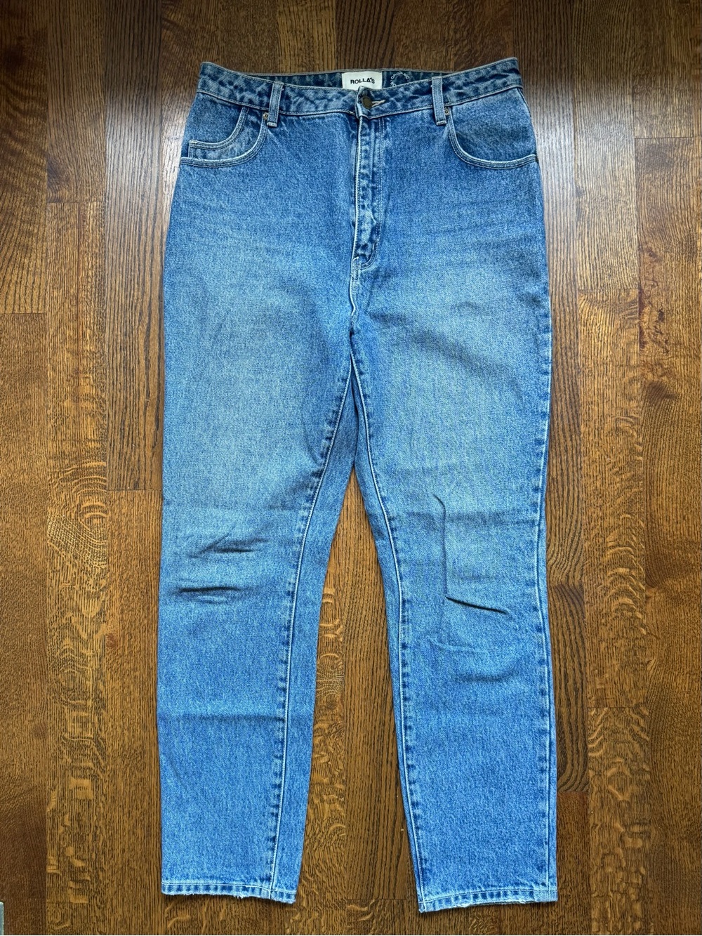 ROLLA'S Dusters High Rise Slim Straight Jeans in Light Blue Denim